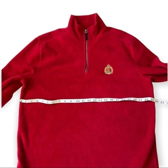 Lauren Ralph Lauren Fleece Sweatshirt Quarter Zip Dark Red Large - Picture 7 of 10